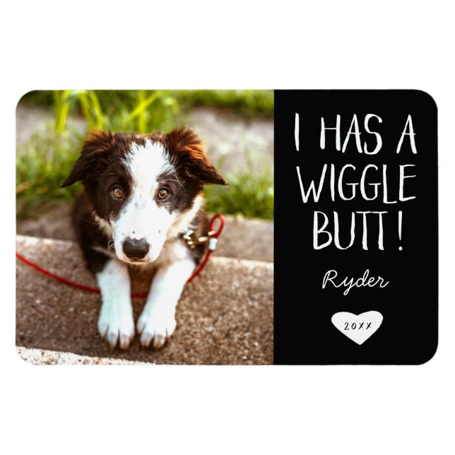Magnet Flexible Mignonne "J'ai un petit bout de chien" Photo pour  (Horizontal)