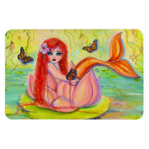 Magnet Flexible Mignonne petite sirène à tête rouge par Renee Lavo