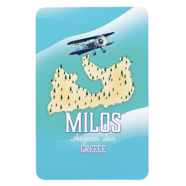 Magnet Flexible Milos, île grecque Carte de voyage poster art. (Vertical)