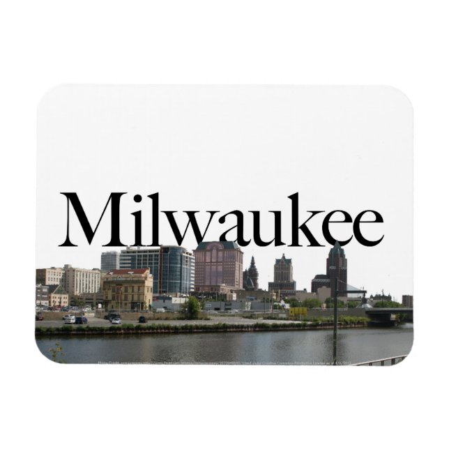 Magnet Flexible Milwaukee WI Skyline avec Milwaukee dans le ciel (Horizontal)
