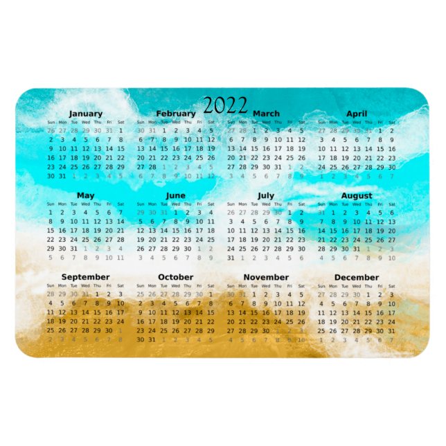 Magnet Flexible Mini aimant calendrier Ocean Beach 2022 (Horizontal)