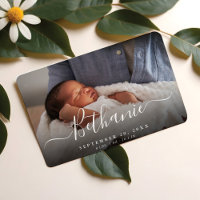 Mini blanc Script Baby Name Overlay Baby Photo