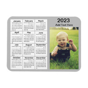 Magnet Flexible Mini-calendrier photo gris 2023
