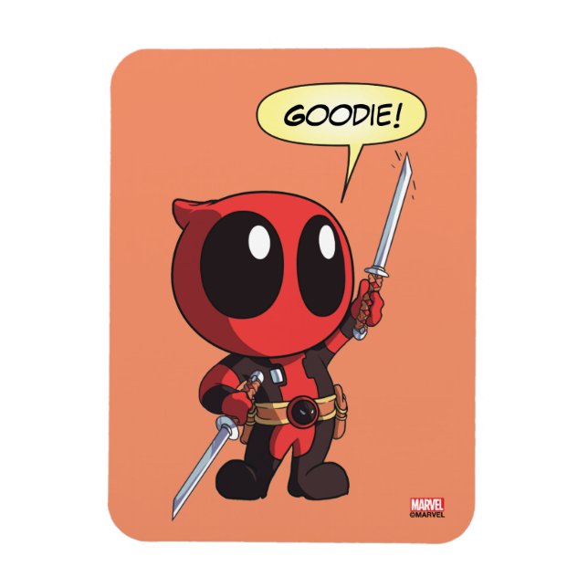 Magnet Flexible Mini Deadpool Avec Deux Épées (Vertical)
