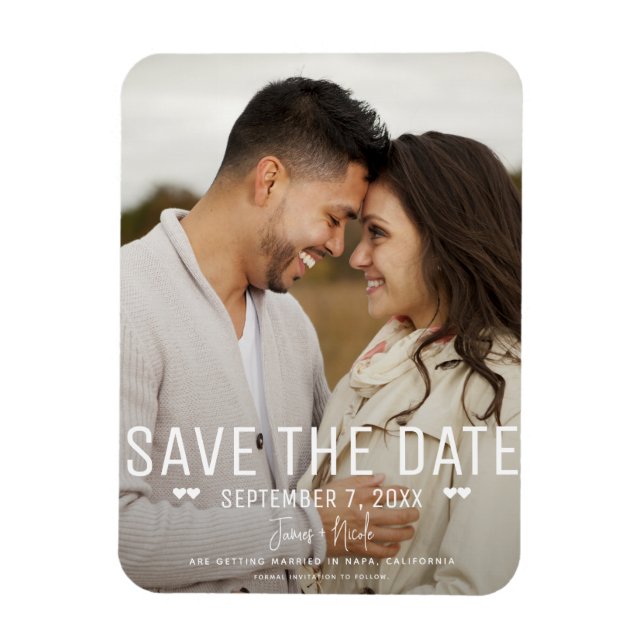 Magnet Flexible Minimal moderne Enregistrer la date Mariage photo (Vertical)