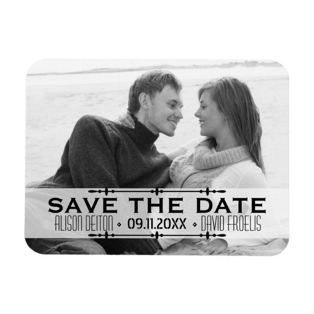 Magnet Flexible Minimaliste Enregistrez la Date photo de mariage s (Horizontal)