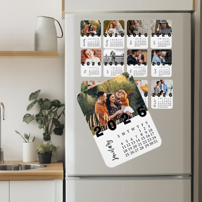 Magnet Flexible Minimaliste moderne Janvier 2026 Calendrier photo (Modern Minimalist January 2026 Photo Calendar Magnet)