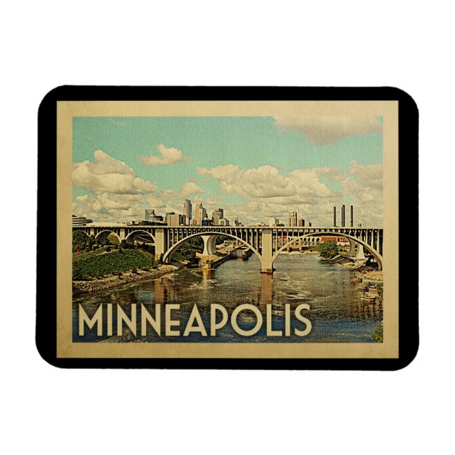 Magnet Flexible Minneapolis Minnesota Vintage voyage (Horizontal)