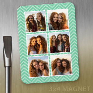 Magnet Flexible Mint Chevron Motif avec Collage photo 6 tendance