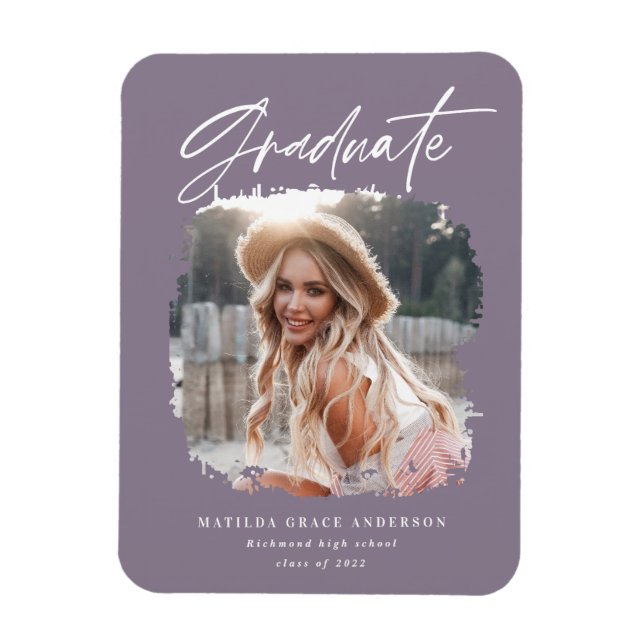 Magnet Flexible Mode photo script contemporain graduation purple (Vertical)
