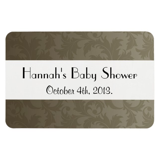 Magnet Flexible Modèle Damask, Damask Brown, Baby shower (Horizontal)