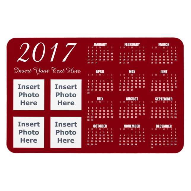 Magnet Flexible modèle magnétique du calendrier photo 2017 (Horizontal)