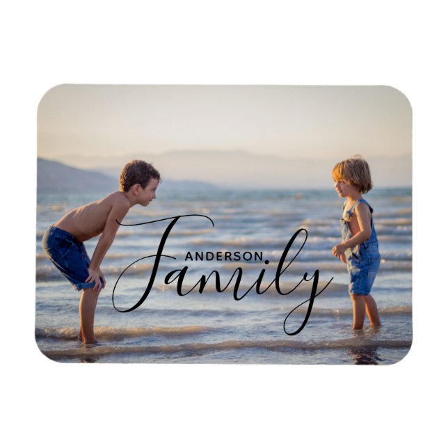 Magnet Flexible Modèle photo moderne simple Nom de famille personn (Horizontal)