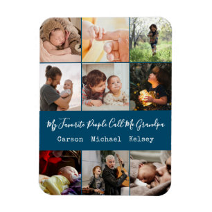 Magnet Flexible Modern Blue 9 Photo Collage pour grand-père