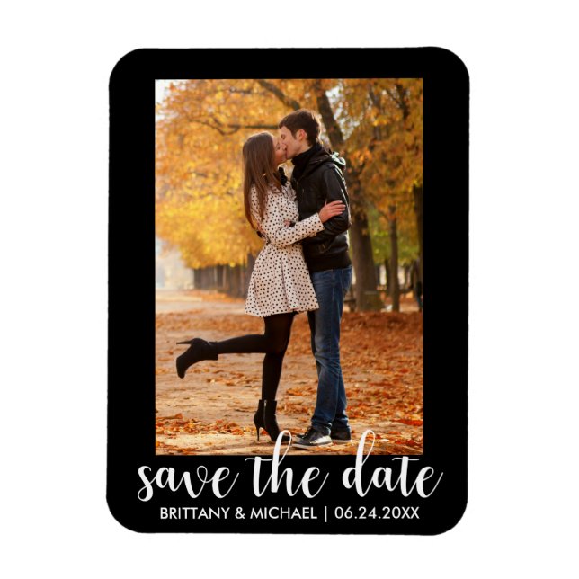 Magnet Flexible Modern Enregistrer La Date Fiançailles Couple Phot (Vertical)