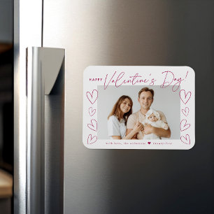 Magnet Flexible Modern Fuchsia Script Valentine's Day Photo