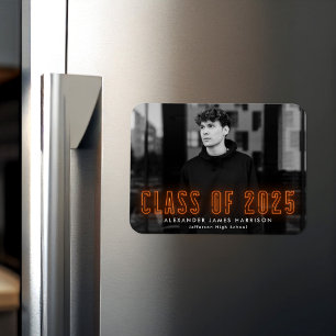 Magnet Flexible Modern Orange Neon Class of 2023 Photo Graduation