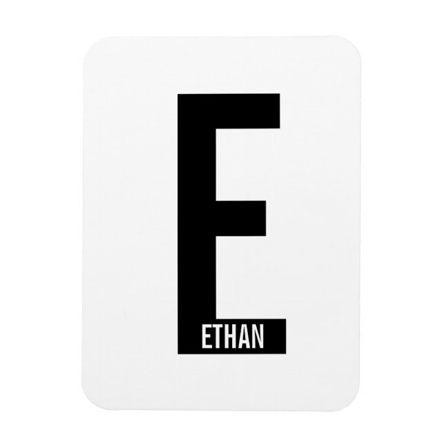 Magnet Flexible Modern Personalized Bold Monogram and Name (Vertical)