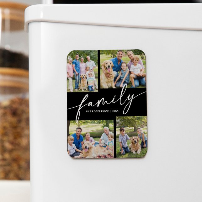 Magnet Flexible Modern Photo Collage Family Script Keepsake (Créateur téléchargé)