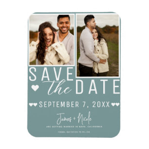 Magnet Flexible Modern Seafoam Enregistrer la date 2 Mariage photo