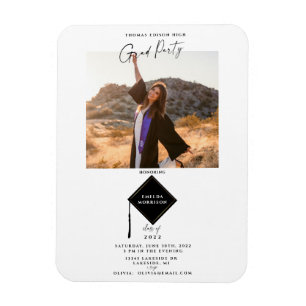 Magnet Flexible Modern Simple 2 Photo Graduation Party Invitation