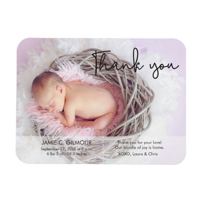 Magnet Flexible Modern Thank You Baby Arrival Announcement (Horizontal)