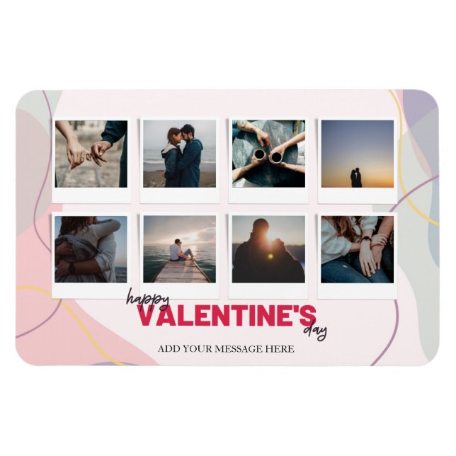 Magnet Flexible Moderne 8 Photo Collage Cadeau de Saint Valentin (Horizontal)