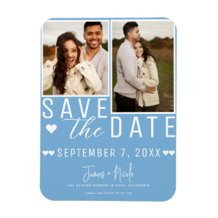 Magnet Flexible Moderne Bleu Clair Enregistrer la Date 2 Photo de 