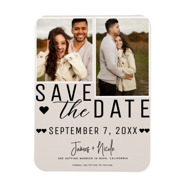 Magnet Flexible Moderne Blush Tan Enregistrer la date 2 Mariage ph (Vertical)