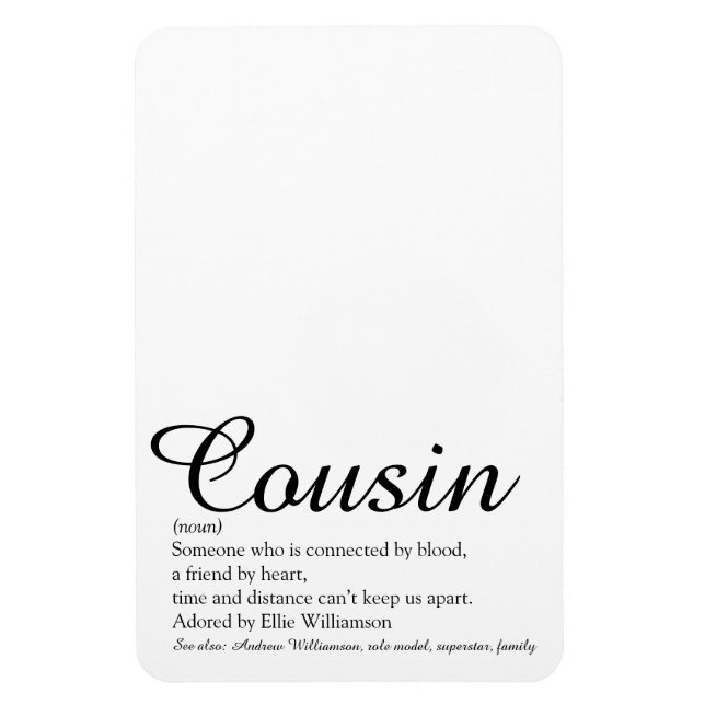 Magnet Flexible Moderne Cool Amusant Meilleur Cousin Jamais Défini (Vertical)