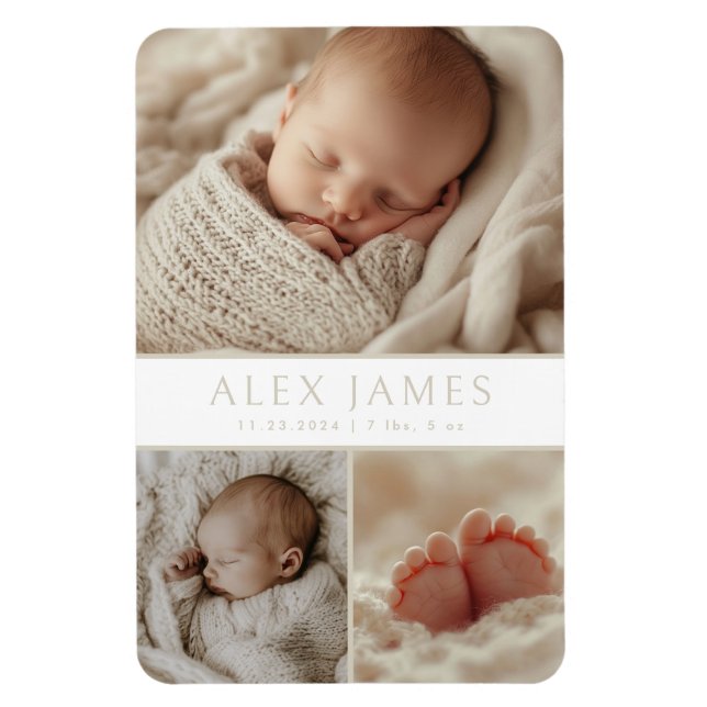 Magnet Flexible Moderne Genre Neutre Beige Photo Collage Nouveau b (Vertical)