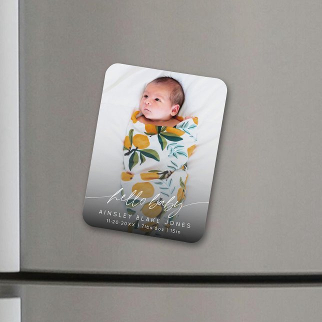 Magnet Flexible Moderne Hello Baby Nouveau-Né Photo Écriture Éléga (Créateur téléchargé)