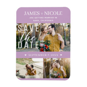 Magnet Flexible Moderne Lilac Purple Enregistrer la date Mariage 3