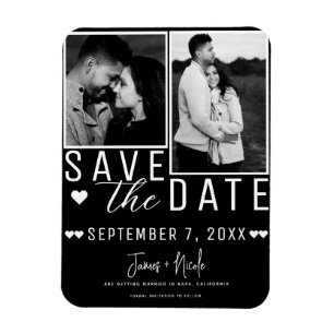 Magnet Flexible Moderne Mariage En Noir Et Blanc Enregistrer La Da