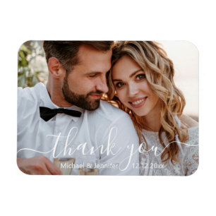 Magnet Flexible moderne merci chic écriture mariage photo