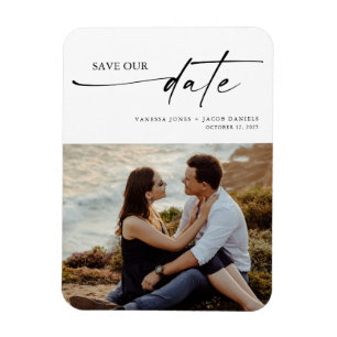 Magnet Flexible Moderne Minimaliste Mariage Écriture Fine Photo à