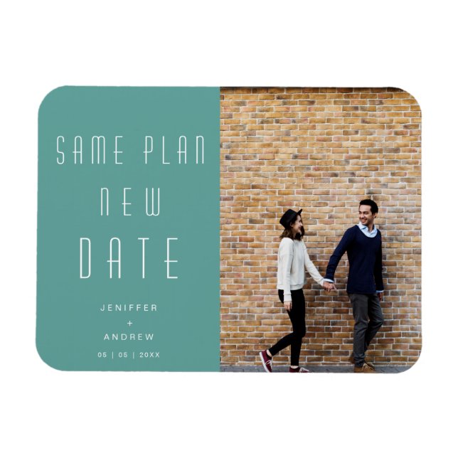 Magnet Flexible Moderne minimaliste Photo nouvelle date mariage (Horizontal)