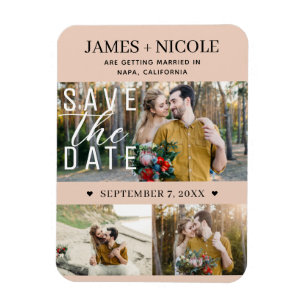 Magnet Flexible Moderne Peach Save the Date Mariage 3 Photos