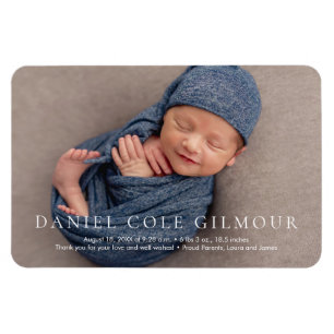 Magnet Flexible Moderne Personnalisable simple Nom bébé Photo Nais