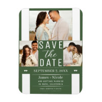 Moderne Photo de mariage Vert Save the Date