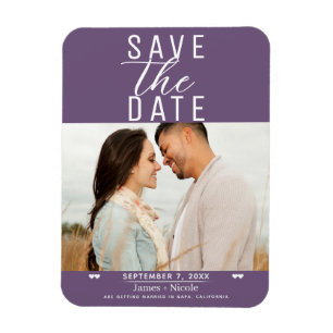 Magnet Flexible Moderne Photo de Mariage Violet Plum Save the Date