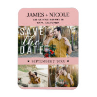 Moderne rose pêche Save the Date Mariage 3 Photos
