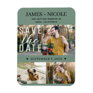 Magnet Flexible Moderne Rustique Vert Économisez la Date Mariage 3