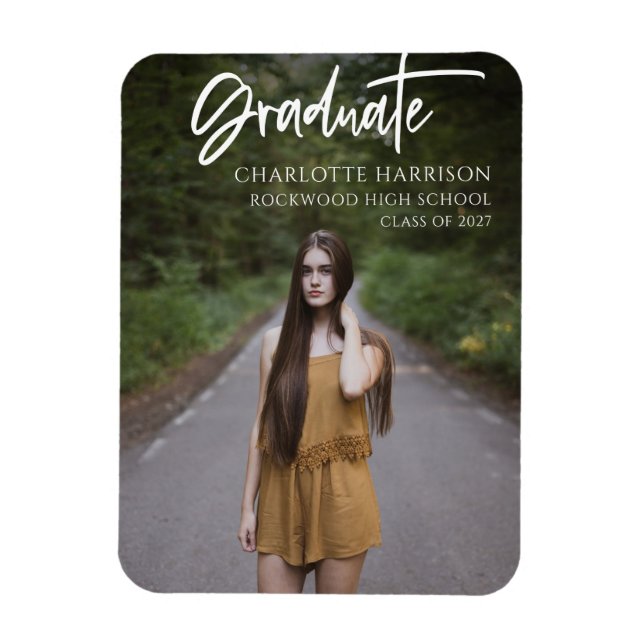 Magnet Flexible Moderne Script Graduation Photo Flexible (Vertical)