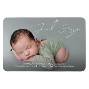 Magnet Flexible Moderne Simple Baby Boy Nom Script Photo Naissance