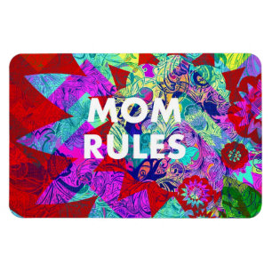 Magnet Flexible MOM RULES Coloré Floral Mères Cadeaux de fête