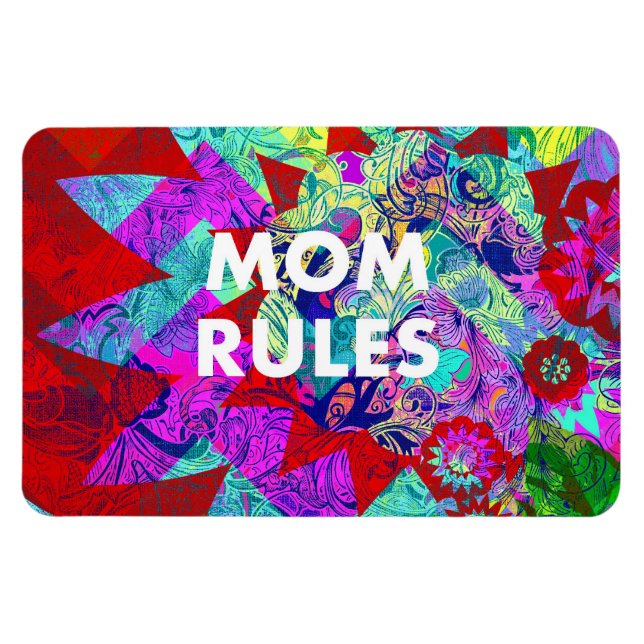 Magnet Flexible MOM RULES Coloré Floral Mères Cadeaux de fête (Horizontal)