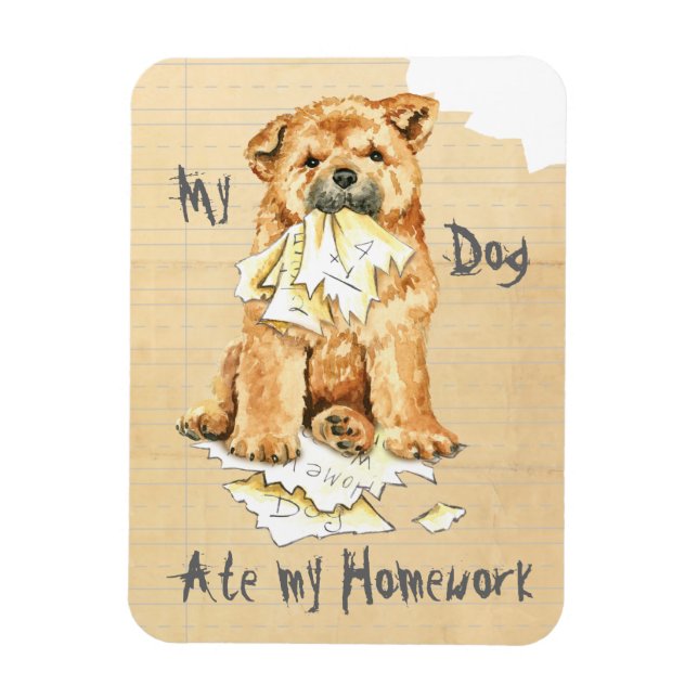 Magnet Flexible Mon Chow Chow A Mangé Mes Devoirs (Vertical)