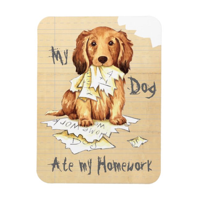 Magnet Flexible Mon Dachshund allongé a mangé mes devoirs (Vertical)