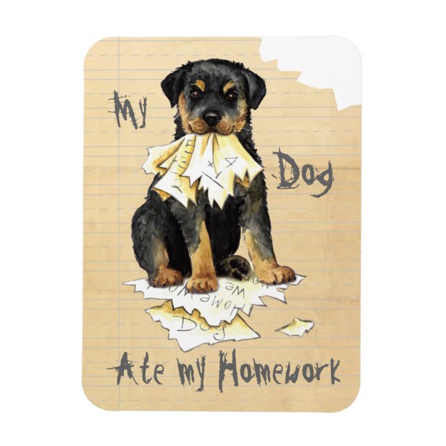 Magnet Flexible Mon Rottweiler a mangé mes devoirs (Vertical)